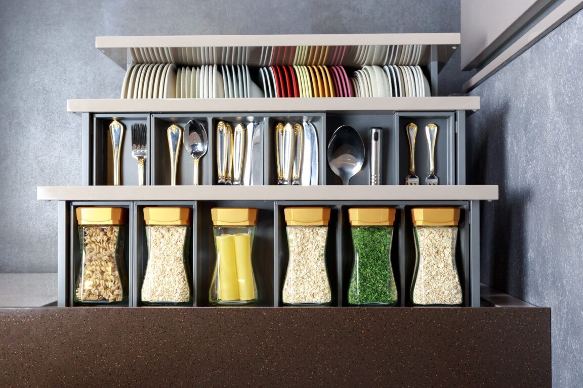 Modern pantry with bespoke cabinets